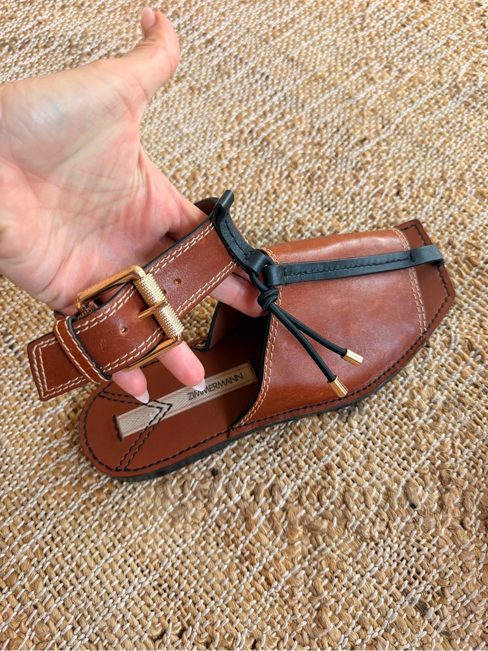 Zimmermann Square Toe Mule Ankle Strap Leather Sandal 38 - Picture 5 of 15